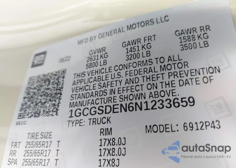 2022 Chevrolet Colorado 2Wd Short Box Z71 z USA, uszkodzony, nr VIN 1GCGSDEN6N1233659